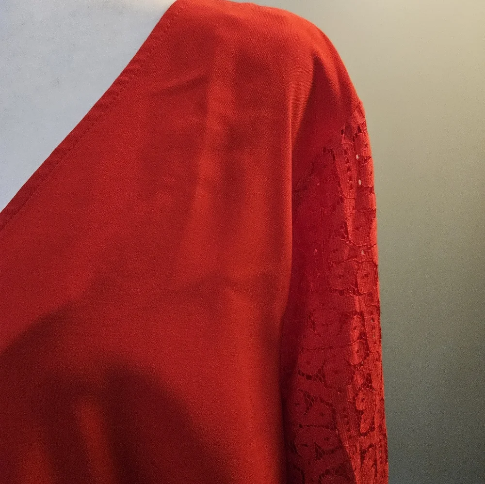 The Limited Red Lace Sleeve Blouse Women's Size 2x New With Tags - Picture 5 of 14
